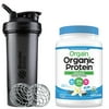 Orgain Organic Vegan Plant Based Protein Powder, Creamy Chocolate Fudge (1.02 LB) with BlenderBottle Classic V2 28-Ounce Shaker Bottle for Protein Shakes, Clear/Black and Bonus Nutrition Basics Whisk