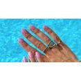 thumbnail image 3 of Antique Gold Pearl and Turquoise Ring, Wedding Ring, Stackable Ring, Split Pearl Ring Vintage Ring Birthstone Ring Promise Ring Gift for mom, 3 of 3