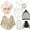 Type-25, variant on 12 Pcs 100th Day of School Old Lady Costume Old Grandma Costume, Women Beige Shawl Granny Wig with Pearl Necklace