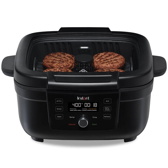 Instant 6-in-1 Indoor Grill with 4 Qt Air Fryer, Bake, Roast, Reheat & Dehydrate, Odor-Reducing Filter and Clear Cook Window