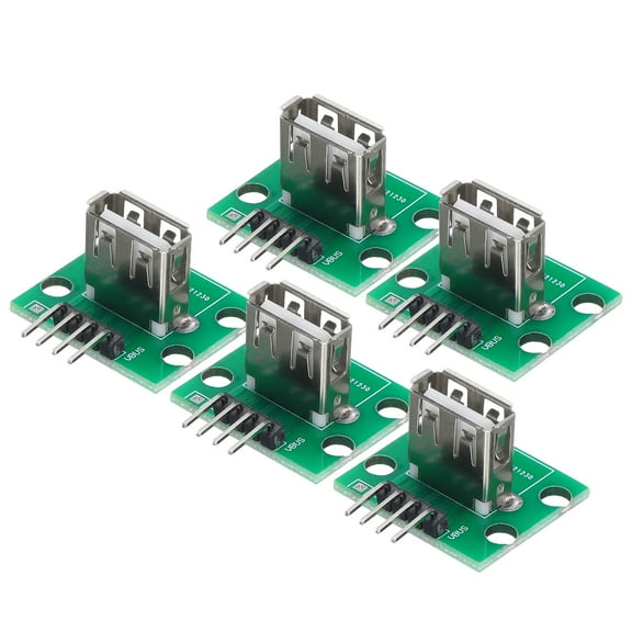 5 Pcs  Vertical USB  2.0 Type a Female  Adapter Breakout Board  with PCB Board