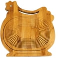 thumbnail image 3 of Cesta plegable de bambú para frutas, cuenco decorativo, frutero de madera plegable (diseño de pollo), 3 of 7