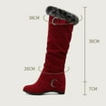 thumbnail image 6 of Miluxas Women's Winter Over the Knee Thigh High Snow Boots Stretch Thick Collar Warm Leather Waterproof Slip-on Hidden Wedge Boot Wine 9.5(43), 6 of 8