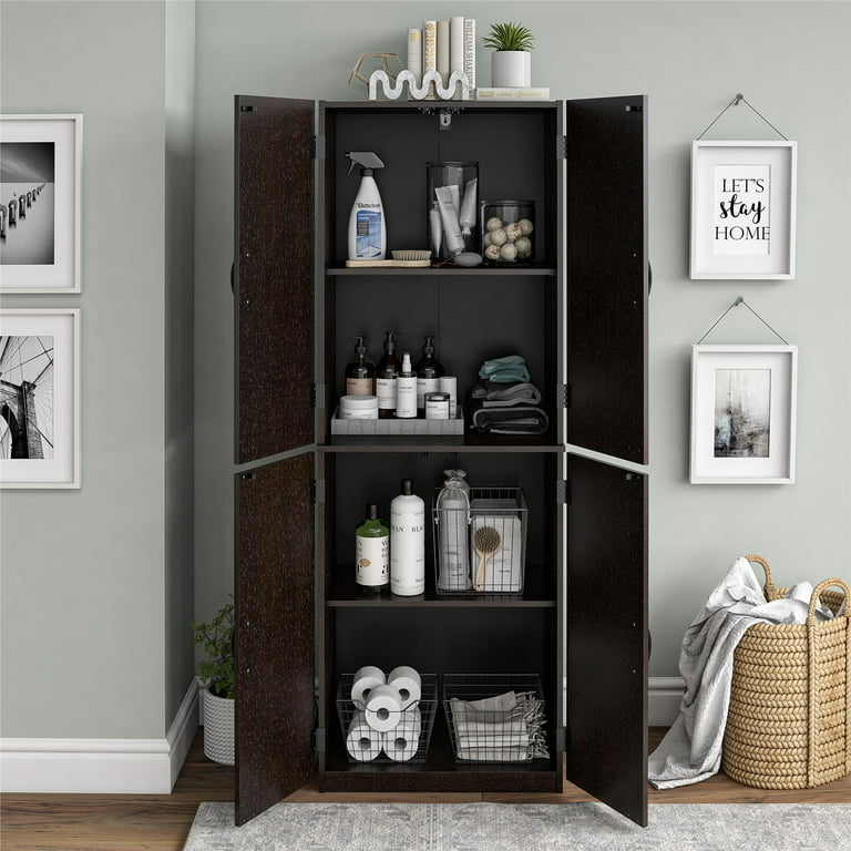 Aadvik 4 - Shelf Storage Cabinet Archie & Oscar Finish: Brown