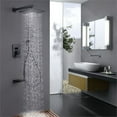 thumbnail image 3 of CRO Decor Square Rainfall Pressurized Brass Wall Shower System in Black, 3 of 5