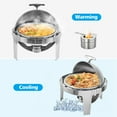 thumbnail image 5 of DSstyles Roll Top Chafing Dish Buffet Set, 6.8 Quart Full Size Pan Chafer, Round Stainless Steel Set, for Wedding, Parties, Banquet, Catering Event, 5 of 7