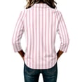 thumbnail image 6 of Satingcolo Women Striped Polo Shirts 3/4 Sleeve Rugby Shirts Oversized Collared T Shirts Fall Color Block Tee Tops,Pink S, 6 of 6