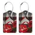 thumbnail image 3 of Disketp 4 Pcs Luggage Tag For Suitcase,Red Wine Rose Leather Baggage Tag With Stainless Steel Loop Privacy Cover For Women Men Girls, 3 of 5