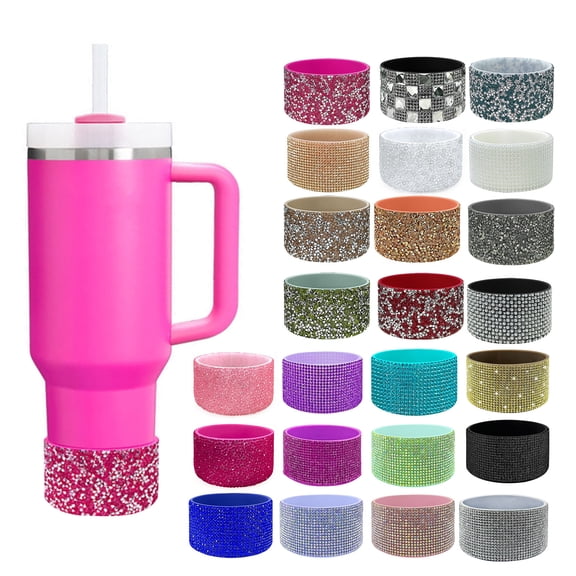 KGJQ Rhinestone Silicone Boot for 30-40oz Cup Sparkling Glitter Tumbler Base Protector Non-Slip Shockproof Cup Sleeve Stylish Accessory