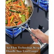 Cooks Standard Wok Pan Stainless Steel, 12-Inch Multi-Ply Clad Stir Fry Pan with Glass Lid, Induction Cookware, Silver
