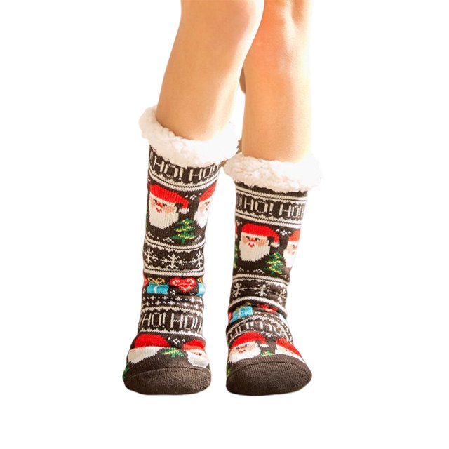 Monstrate 1 par de calcetines navideños, calcetines cómodos, calcetería de fibra acrílica a la moda, calzado cálido, accesorio para Suministros térmicos Negro