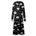 thumbnail image 5 of Women's Autumn Winter Casual Fashion V-Neck Long-sleeved Floral Print Long Dress, Black, Size L, 5 of 5