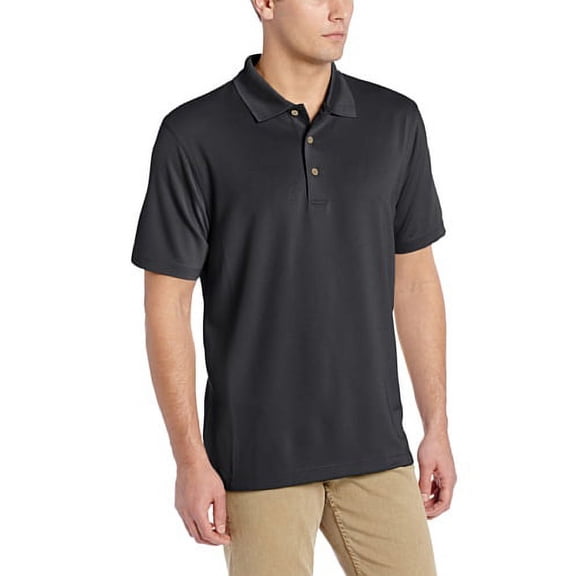 cubavera men's essential textured performance polo shirt, jet black, small