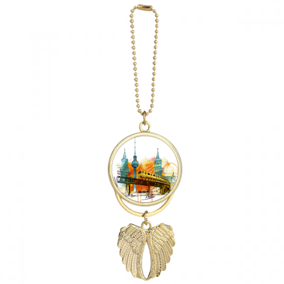 Tokyo Japan Rail Train Tower Car Keychain Angel Wing Pendant