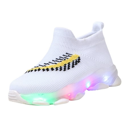 

Toddler Girl Shoes Kids Baby Girls Boys Sneakers Bling Led Light Luminous Sport Shoes ( White 26 )