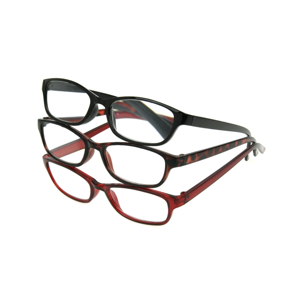 Equate Rectangle Reader Glasses Womens 1.00 Diopter 3 Pack EasyToWear