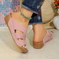 thumbnail image 5 of Pink Wedge Sandals for Women PU Faux Leather Comfortable Cushioned Footbed Slip On Slide Sandals Non Slip Casual Summer Beach Shoes,Size 8.5, 5 of 9