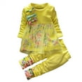 thumbnail image 1 of Gibobby Conjunto 2 uds de sudadera y pantalón para niños Conjunto de ropa de malla con estampado Floral para niñas pequeñas y bebés, pantalones de vestir(Amarillo, 18-24 Meses), 1 of 3