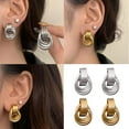 thumbnail image 2 of Large Hoops Earrings Gold Silver Plated Comfortable Portable Fashion Jewelry Ornament for Women Elegant Designs, 2 of 11
