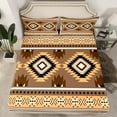 thumbnail image 2 of jejeloiu Southwestern Aztec Geometric Queen Sheet Sets,Boho Exotic Style Flat Sheet,Orange Brown Queen Fitted Sheet For Men Women,Super Cozy Room Decor,4 Pieces, 2 of 7