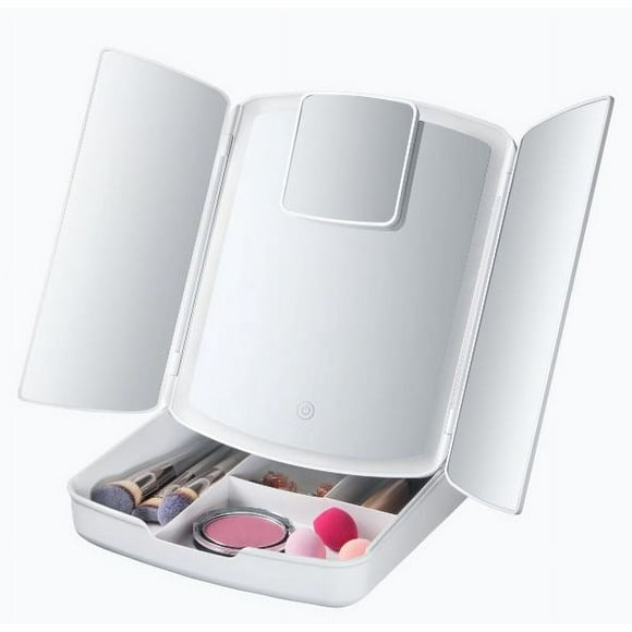My Foldaway Light-Up Mirror with 5X Magnification & USB Rechargeable LED Lights, Touch Control, Portable Design