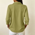thumbnail image 4 of Womens Polo Shirts Business Casual Collared Three Quarter Sleeve Soft Tops Relaxed Fit Office Everyday Wear Blouses with Henley Button Front 2026 Army Green L, 4 of 4