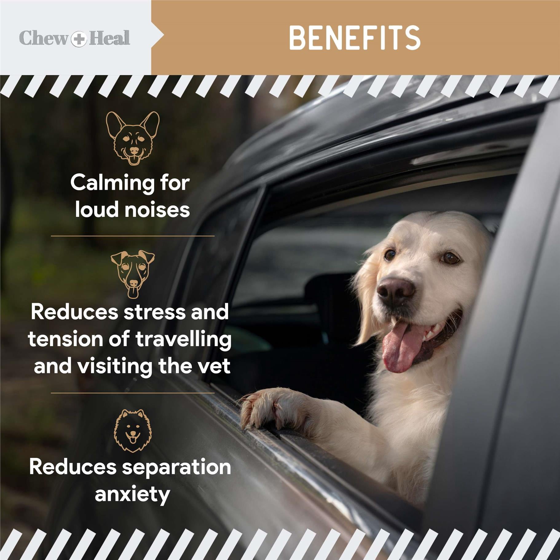 Dog Calming Treats, 120 Anxiety Relief Soft Chews for Dogs - Peanut Butter Flavor (2 Packs of 60)
