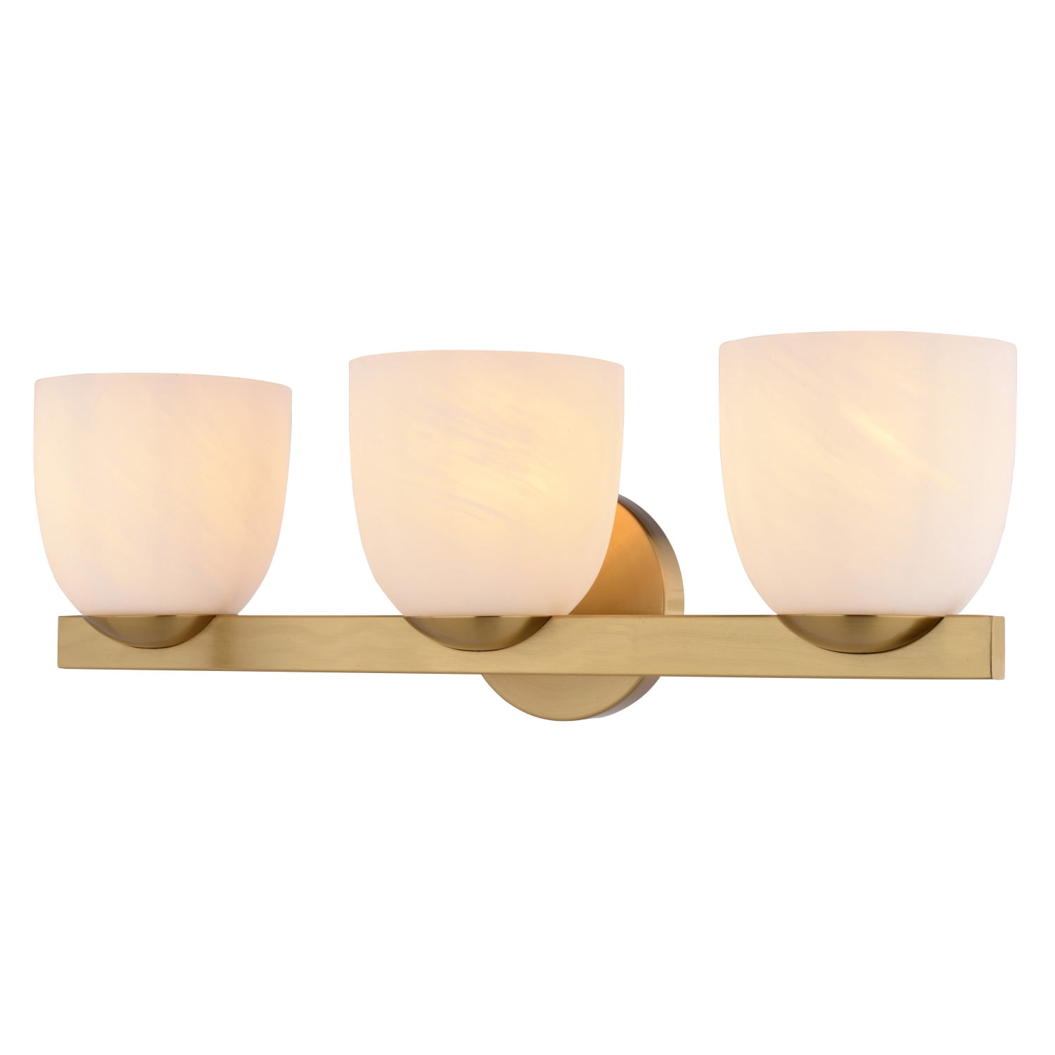 VAXCEL Bosworth 3-Light 22 in. Wide Muted Brass Gold Contemporary Bathroom Vanity Lighting Fixture, Alabaster Glass Shade, Dimmable, Reversible Over the Mirror Mounted Steel Wall Sconce