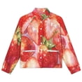 thumbnail image 4 of Jackets for Women Winter Coat Jackets Flannel Stand Collar Jacket(Strawberry Fruit Watercolor,Size:S-4XL), 4 of 7
