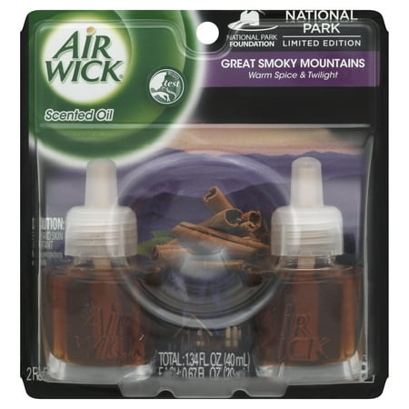 Air Wick Scented Oil Air Freshener, National Park Collection, Great Smoky Mountains, Twin Refills, 0.67 Ounce