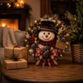 thumbnail image 4 of 2PC Christmas Snowman Wreaths for Front Door, Christmas Hanging Sign, 17.7 lnch Plaid Bow Snowman Wreath with Warm Light, Pine Cone, Berry, Rustic Door Hangings for Indoor, Outdoor, 4 of 6