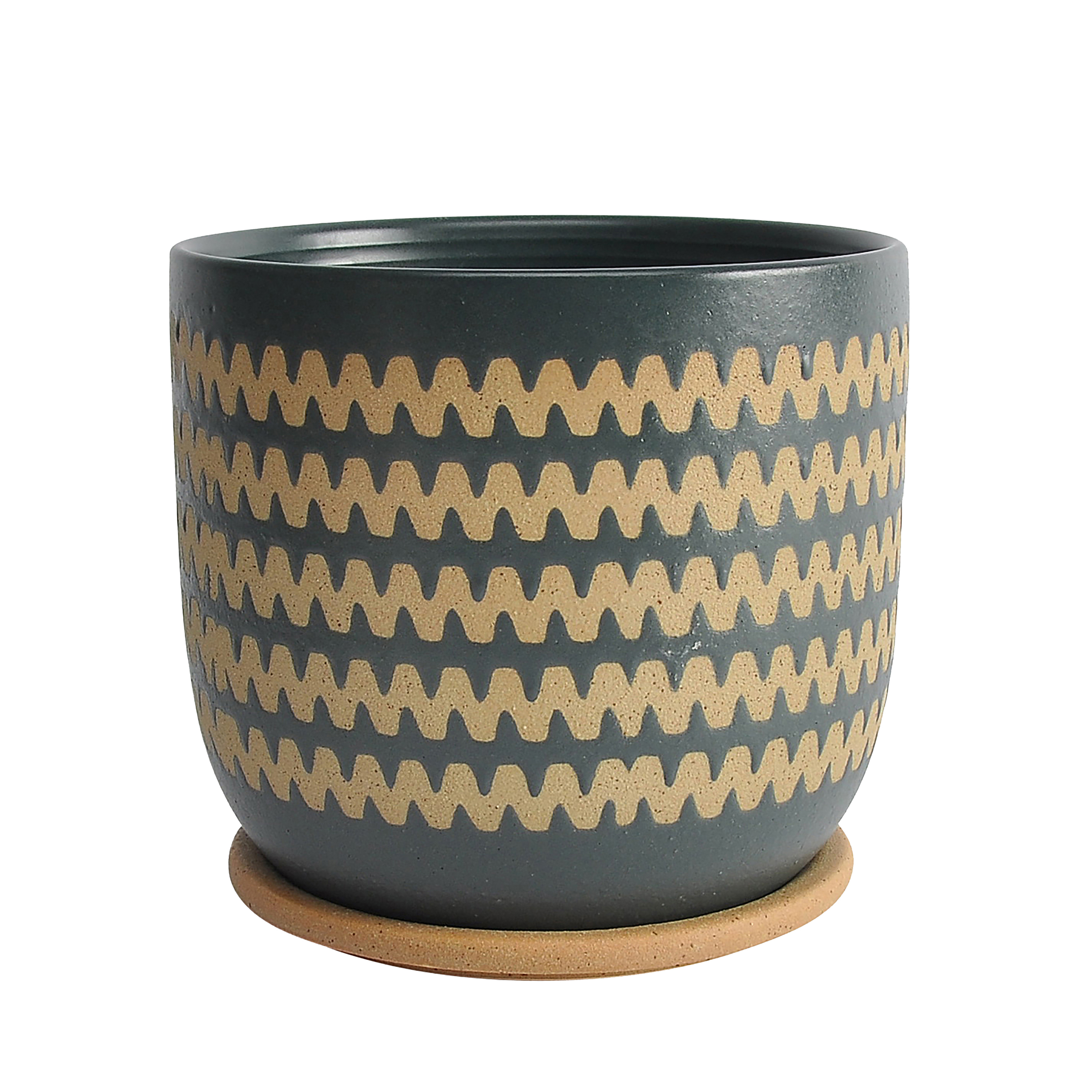 Photo inspiration: Sagebrook Home 8 Zig Zag Planter With Saucer Teal Photo Inspiration