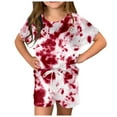 thumbnail image 2 of Ccpelsie Girl's 2 Piece Cute Summer Outfits Toddler Kids Striped Crew Neck Tee Tops and Shorts Sets(Red,11-12 Years), 2 of 6
