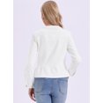thumbnail image 3 of DARING DIVA Women's Peplum Hem Button Down Collarless Jean Jacket S White, 3 of 6