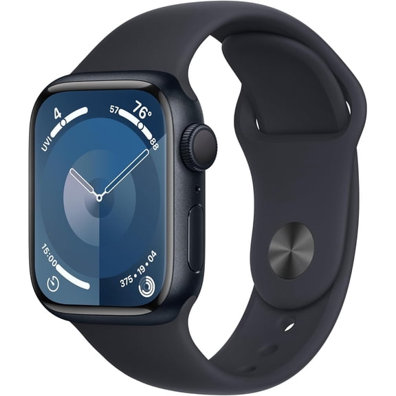 Pre-Owned Apple Watch Series 9 [GPS + Cellular 45mm] Smartwatch with Aluminum Case and Midnight Sport Band - S/M. Fitness Tracker, ECG Apps, Always-On Retina Display, Water Resistant - Midnight (Fair)