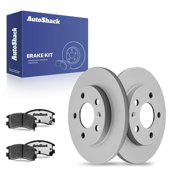 AutoShack 10.63" (269.9 mm) Rear Solid Brake Rotors Coated   Ceramic Brake Pads | Replacement for 2010 Chevrolet Impala | 6-PC Brake Kit | ArmorStop