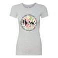 thumbnail image 3 of Floral Nurse Appreciation Pop Culture Womens Slim Fit Junior Tee, Heather Grey, Small, 3 of 5