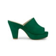 thumbnail image 3 of BLISSFUL STEP Women's Shoes Chunky Platform Open Toe Slides Block Heel Sandals Green 7, 3 of 8