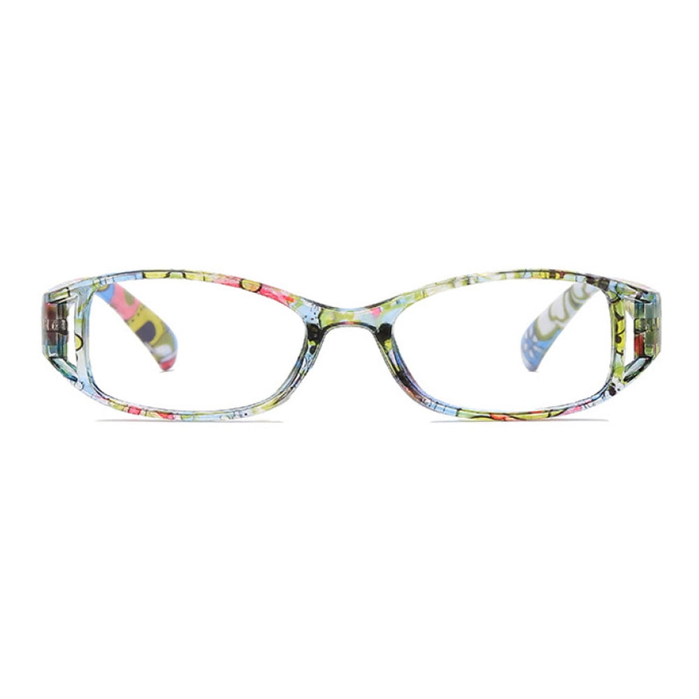 4 Pairs of Women Small Rectangular Anti-blue Light Reading Glasses 3.50 Printed Ultra-light Readers +3.50 Strength