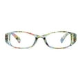 thumbnail image 4 of Women Small Rectangular Anti-blue Light Reading Glasses 2.50 Green and Blue Printed Ultra-light Readers +2.50 Strength, 4 of 5