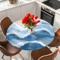 thumbnail image 2 of Blue Coastal Beach Table Cloth, Round Fitted Tablecloths with Elastic Edge, Modern Oil Painting Nautical Wipeable Waterproof Table Cover for Kitchen Wedding 45-54 Inches, 2 of 4
