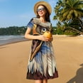 thumbnail image 4 of Fotbe Robe Motif Aigle avec Drapeaux USA Décontractée Mode Femme Manches Courtes Robe Maxi Robe T-Shirt Rayée Longue à Blocs de Couleur, 4 of 6