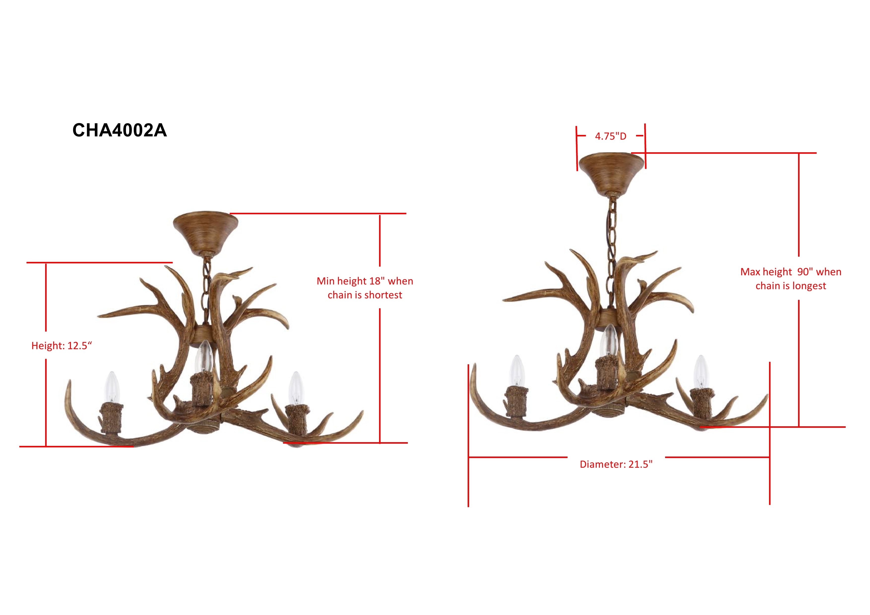 Safavieh Makani 21.5 in. Dia. Antler Chandelier, Brown