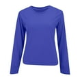 thumbnail image 3 of yunLCZ Women Shirts Women Shirt Short Sleeve Crew Neck Summer Soft Long TshirtsTee Tops Blouse Women's Cap Sleeve Tank Tops Blue S, 3 of 4