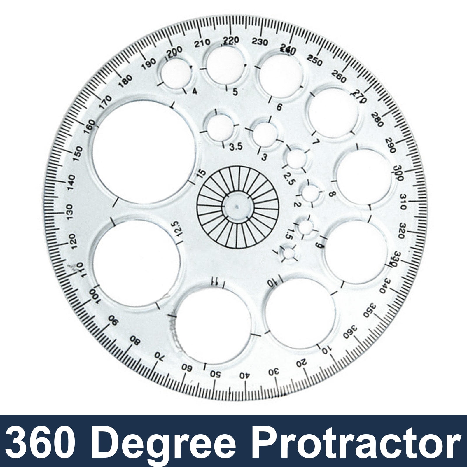1Pc 360 Degree Protractor Round Drafting Ruler Measuring Tool School Supplies 