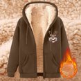 thumbnail image 2 of SeCaotees Graphic Hoodies for Men Sherpa Lined Fleece Jackets Cozy Zip Up Jacket with Pockets Winter Coats Soft Comfy Fuzzy Warm Hoodies Casual Long Sleeve Outerwear Sweatshirt Brown,M, 2 of 4