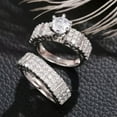 thumbnail image 4 of Gorgeous Cubic Zircon 2 Pcs/set 925 Silver Ring Engagement Women Jewelry Sz 6-10, 4 of 8