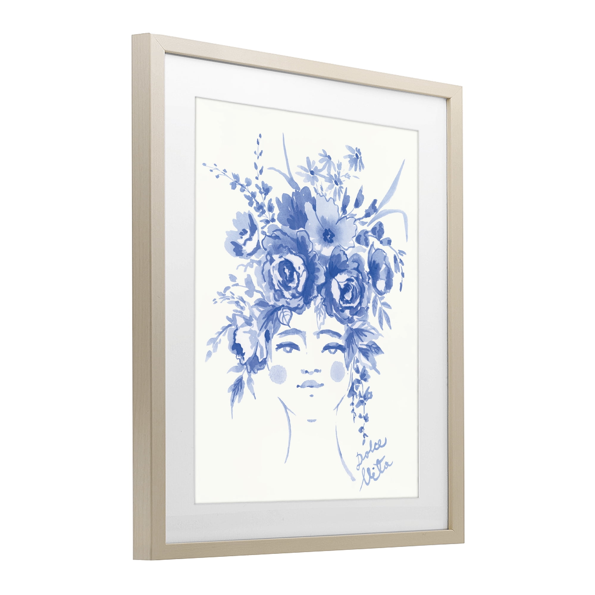 Stupell Industries Dolce Vita Woman with Roses Birch Framed Print Under Glass, design by Karolina Sato