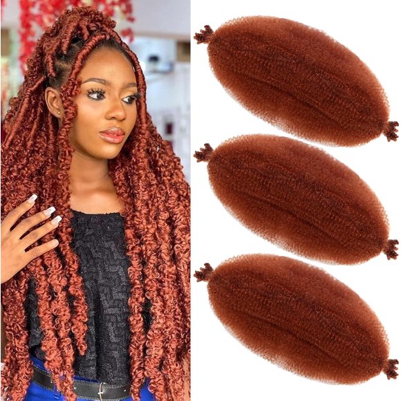 shiyou-Springy Afro Twist Hair Pre Fluffed Marley Twist Braiding Hair Spring Twist Hair Wrapping Hair (350#, 24 inch(Pack of 3))