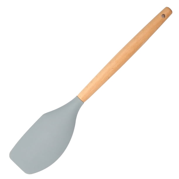 Toystoory Utensilios de cocina de silicona Mango de madera Seguro de mano Antiadherente Antióxido Utensilios de cocina portátiles Accesorios de Gris, Schaber Als Bilder zeigen